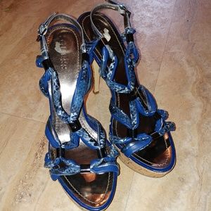 Guess Stiletto Snake Print Platform Shoes - 8.5